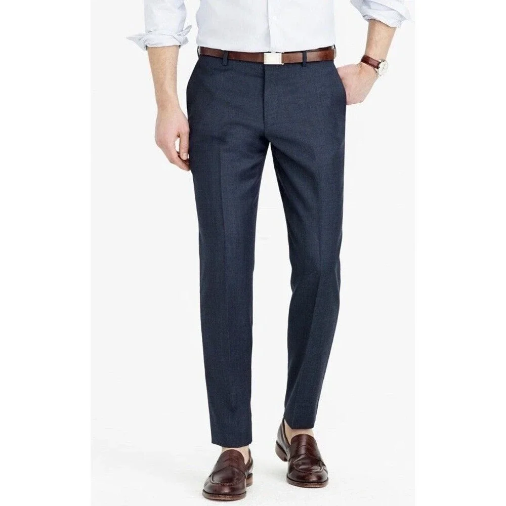 J Crew Mens 34x34 Navy Ludlow Slim Fit Pant 100% Italian Wool Tollegno